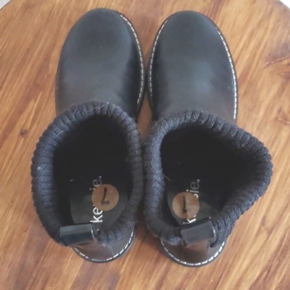 Kensie- Black Boots Slip On Knit upper leather lug Neutral comfort NEW! Sz.7 - Picture 6 of 12
